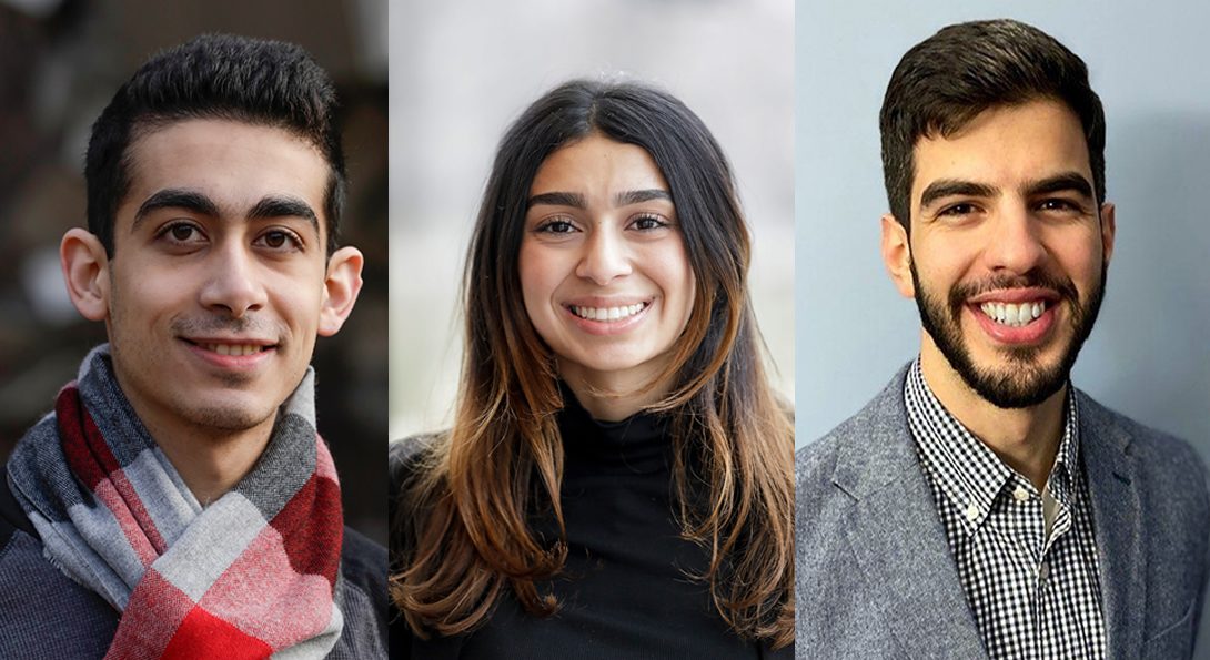 (Left to right): UIC student and Rhodes Scholar finalist Anis Barmada; UIC alumna and Rhodes Scholar finalist Zuka’a Joudeh; Sami Alahmadi, UIC alumnus and 2020 Rhodes Scholar representing the Saudi Arabia constituency.